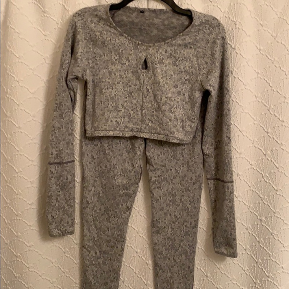 Gymshark fleur texture charcoal marl workout set